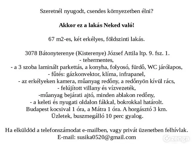 Eladó lakás Bátonyterenye, Kisterenye 67 nm