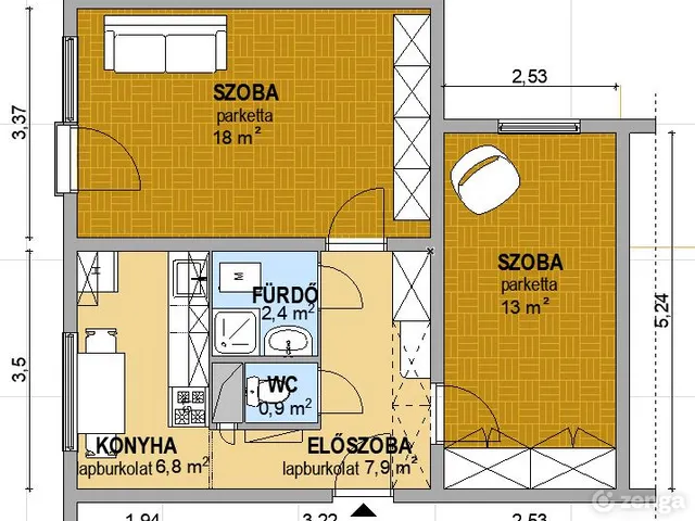 Kiadó lakás Budapest XXII. kerület, Budafok-Rózsavölgy, Tűzliliom utca 1. 49 nm