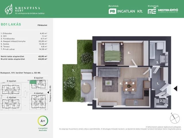Eladó lakás Budapest XIV. kerület 43 nm