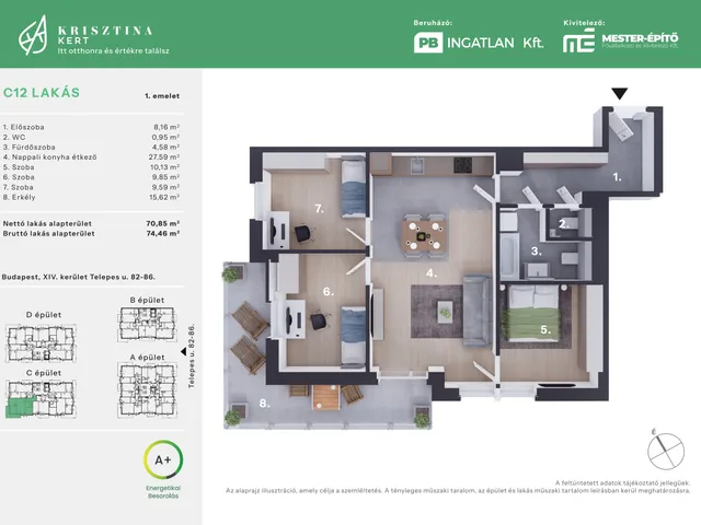 Eladó lakás Budapest XIV. kerület, Telepes utca 82-86. 71 nm