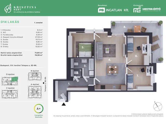 Eladó lakás Budapest XIV. kerület 71 nm