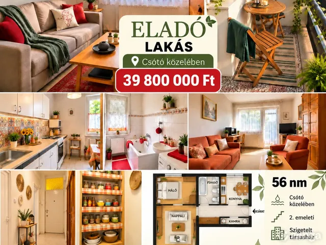Eladó lakás Szombathely, Derkovits-lakótelep 56 nm