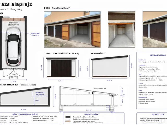 Eladó garázs Kőszeg, Belváros 15 nm