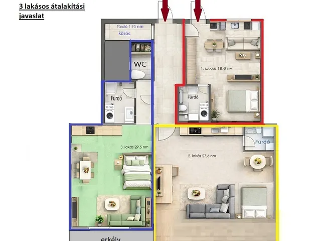 Eladó lakás Budapest VIII. kerület, Csarnoknegyed 92 nm