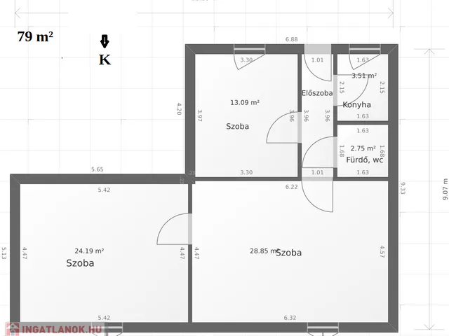 Eladó lakás Miskolc, Belváros 79 nm