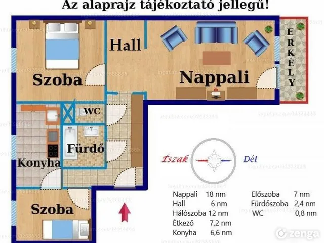 Eladó lakás Budapest IV. kerület, Újpest 60 nm