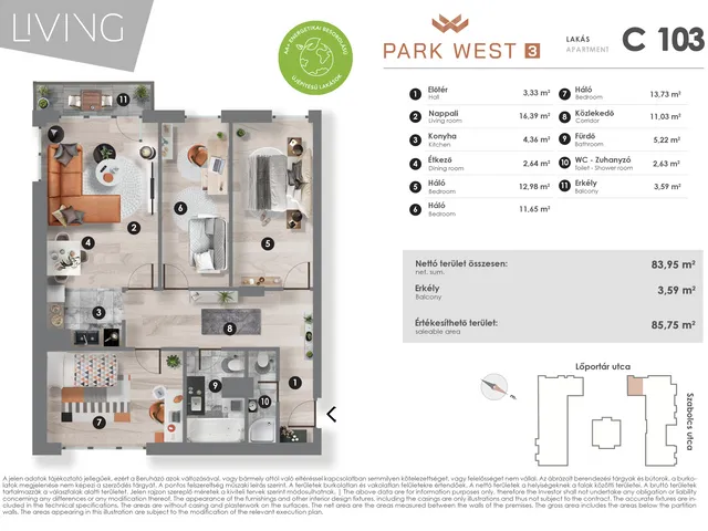 Eladó lakás Budapest XIII. kerület, Lőportárdűlő 84 nm