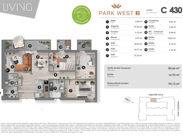 Eladó lakás Budapest XIII. kerület, Lőportárdűlő 86 nm