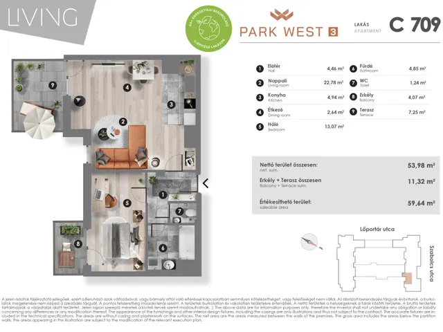 Eladó lakás Budapest XIII. kerület, Lőportárdűlő 54 nm