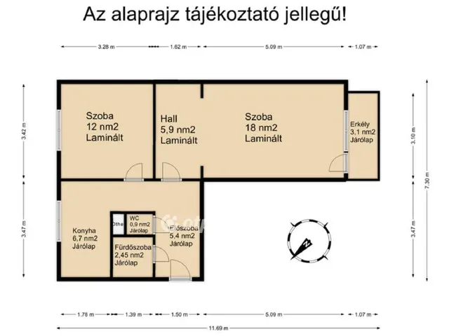 Eladó lakás Győr, Szabadhegy 55 nm