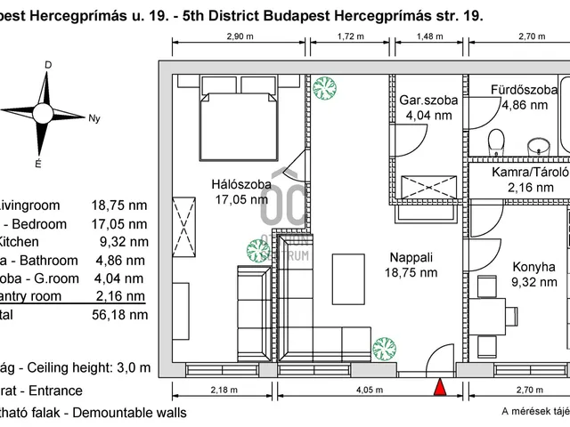 Eladó lakás Budapest V. kerület, Lipótváros, Hercegprímás utca 55 nm