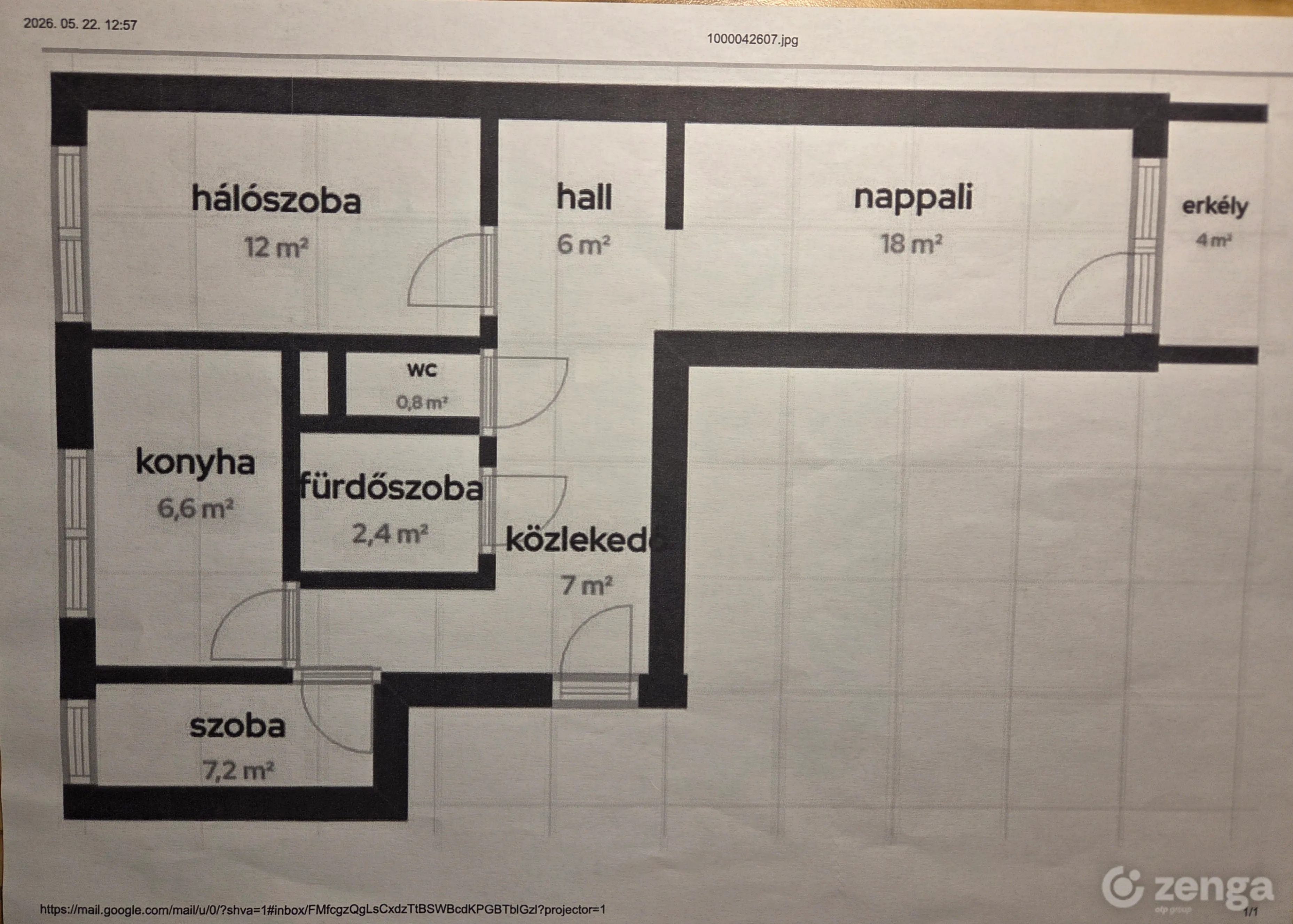 2-soban stan, 60 m²