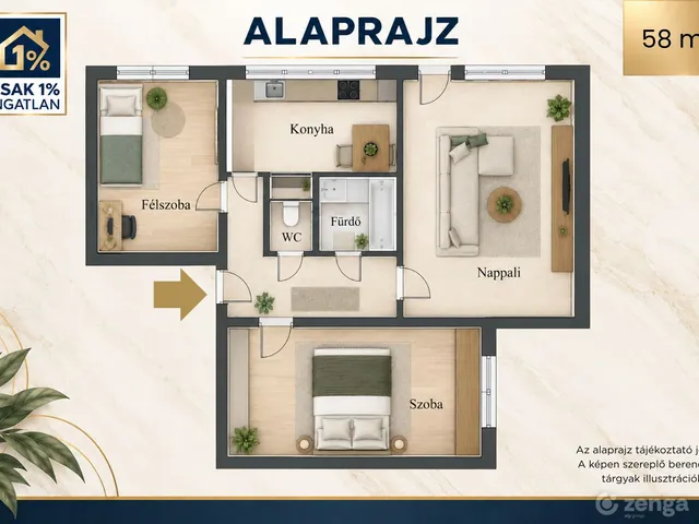 Eladó lakás Győr, József Attila-lakótelep 58 nm