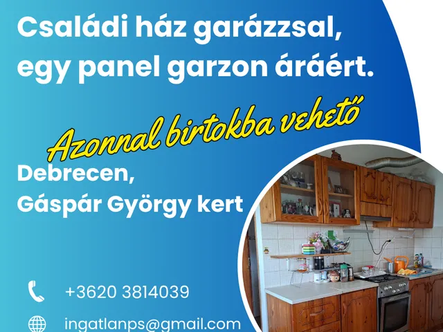 Eladó ház Debrecen, Gáspár György-kert 50 nm