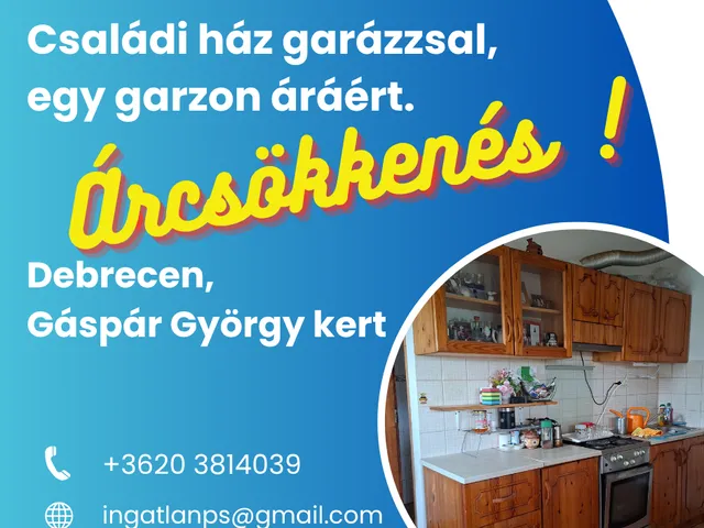 Eladó ház Debrecen, Gáspár György-kert 50 nm