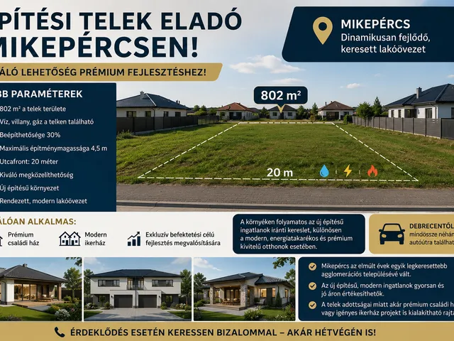 Eladó telek Mikepércs 802 nm