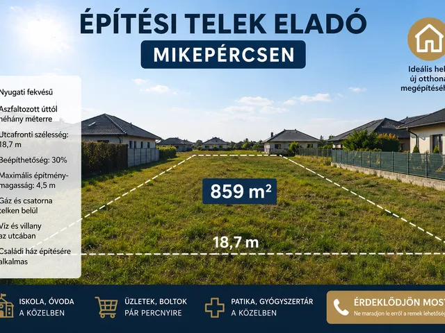 Eladó telek Mikepércs 859 nm