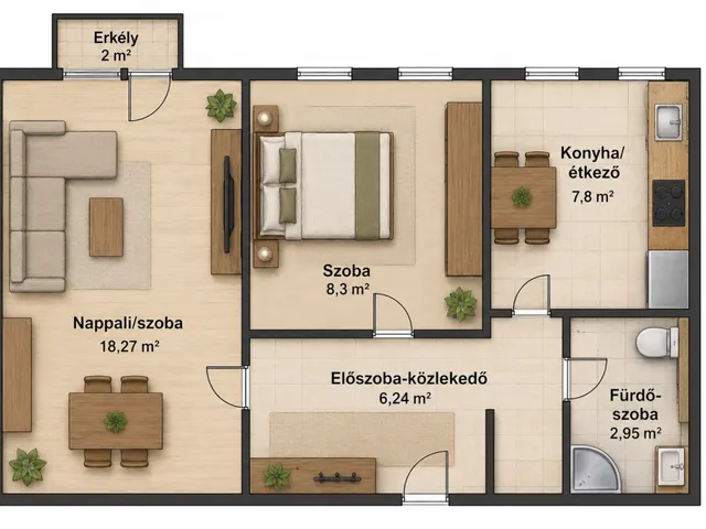 Eladó lakás Debrecen, Tócóskert 44 nm