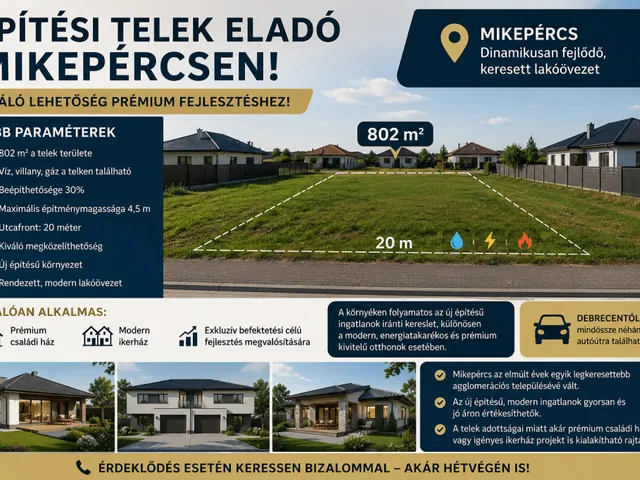 Eladó telek Mikepércs 802 nm