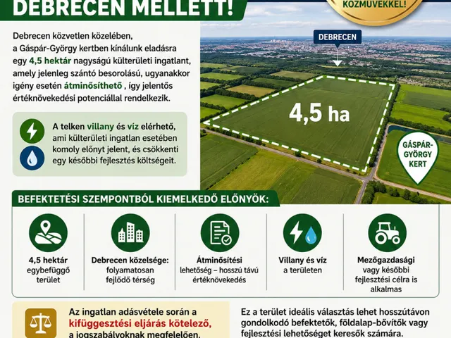 Eladó mezőgazdasági ingatlan Debrecen, Gáspár György-kert 44865 nm