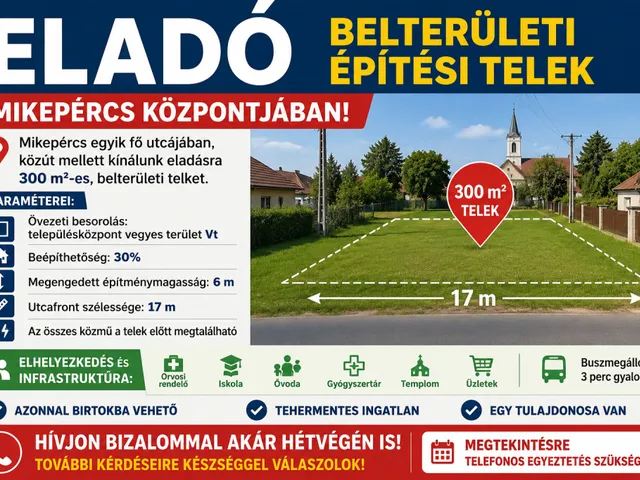 Eladó telek Mikepércs 300 nm