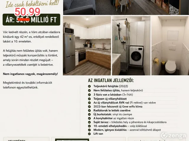 Eladó lakás Vác, Alsóváros 42 nm