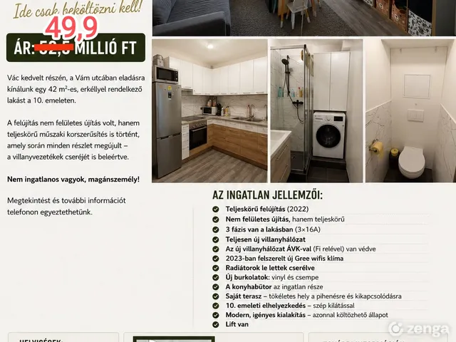 Eladó lakás Vác, Alsóváros 42 nm
