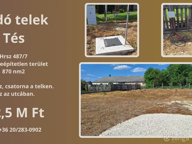 Eladó telek Tés 870 nm
