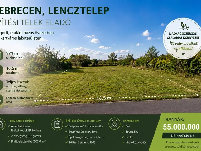 Eladó telek Debrecen 971 nm