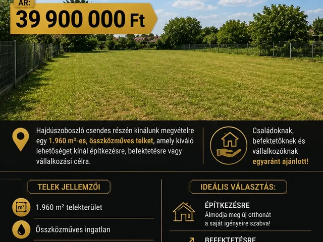 Eladó telek Hajdúszoboszló 1960 nm