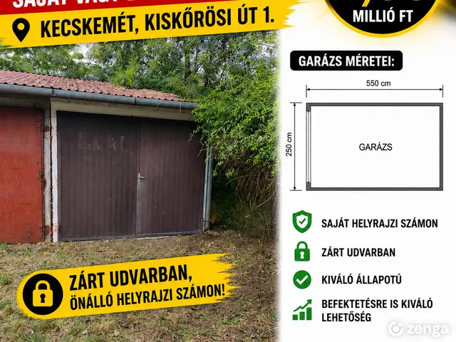 Eladó garázs Kecskemét 17 nm