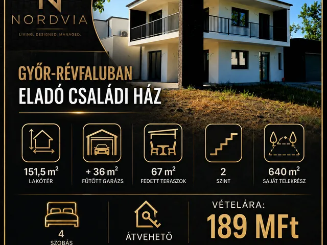 Eladó ház Győr, Révfalu 189 nm