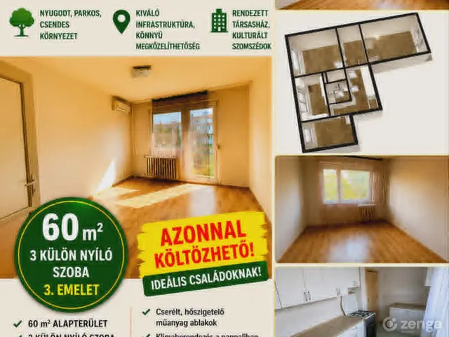 Eladó lakás Budapest IV. kerület, Újpest 60 nm