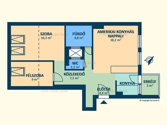 Eladó lakás Budapest XII. kerület, Németvölgy 60 nm