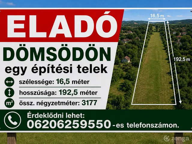 Eladó telek Dömsöd 3177 nm