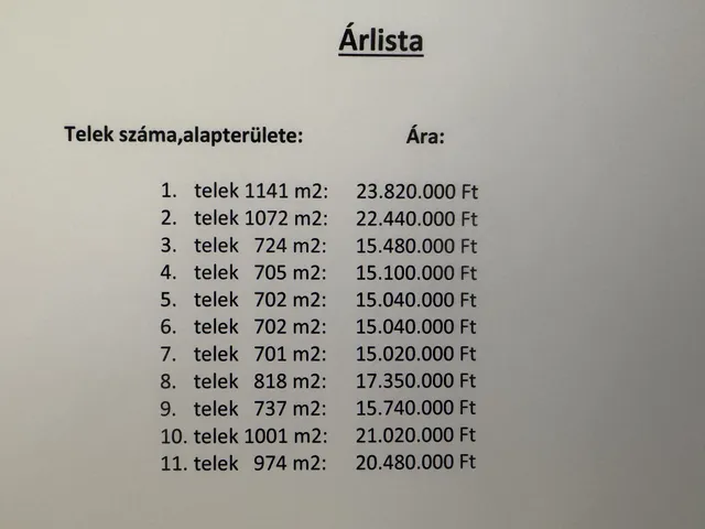 Eladó telek Délegyháza 1000 nm