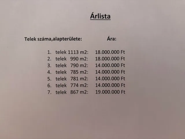 Eladó telek Halásztelek 1000 nm
