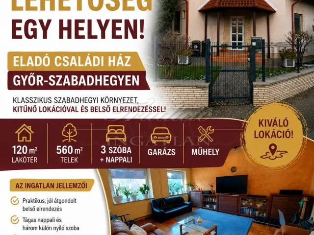 Eladó ház Győr, Szabadhegy 120 nm