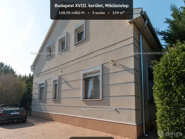 Eladó ház Budapest XVIII. kerület, Miklóstelep 139 nm