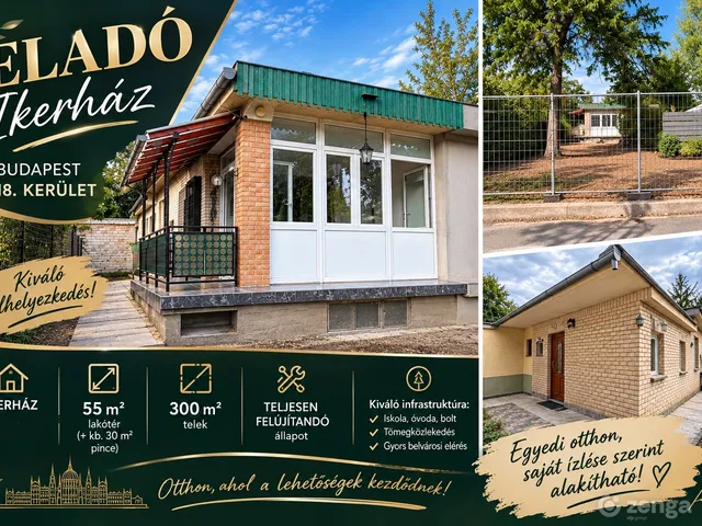 Eladó ház Budapest XVIII. kerület, Erzsébettelep 55 nm