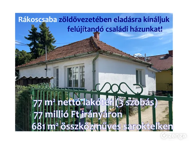 Eladó ház Budapest XVII. kerület, Rákoscsaba 77 nm