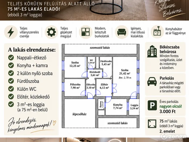 Eladó lakás Békéscsaba, Belváros 75 nm