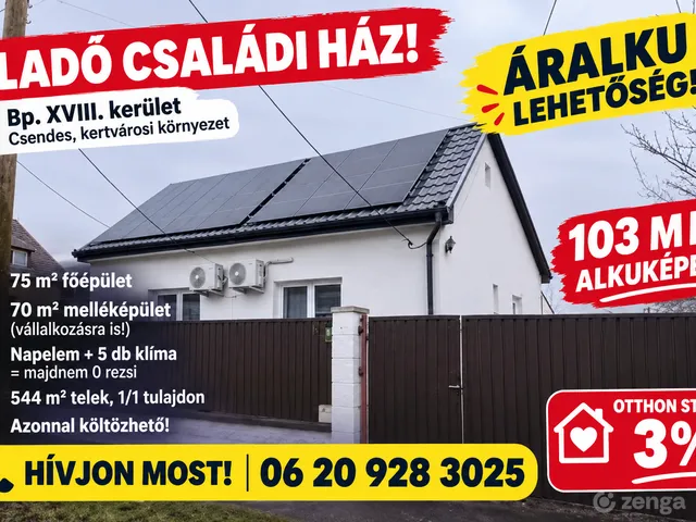 Eladó ház Budapest XVIII. kerület, Ganzkertváros 75 nm