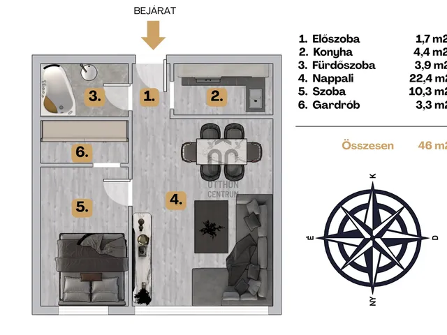 Eladó lakás Budapest XIV. kerület, Rákosfalva 46 nm