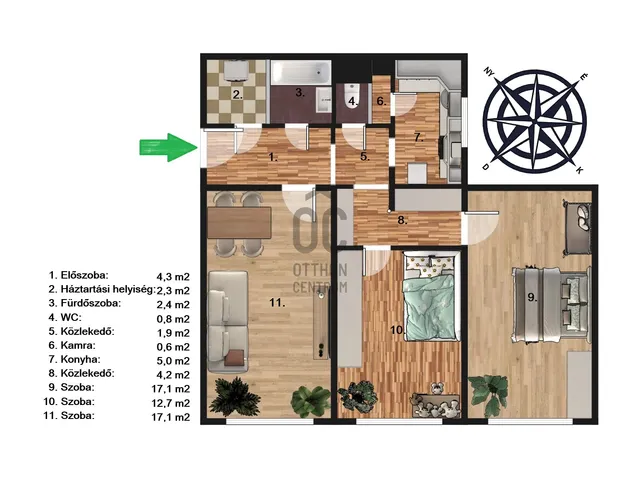 Eladó lakás Budapest III. kerület, Óbuda 69 nm